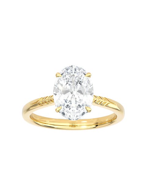 Certified 2 1/2Ct Oval Solitaire Diamond Engagement Ring in 14k Gold Lab Grown