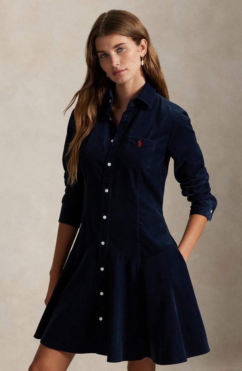 Polo Ralph Lauren Long Sleeve Corduroy Shirtdress, Alternate, color,
