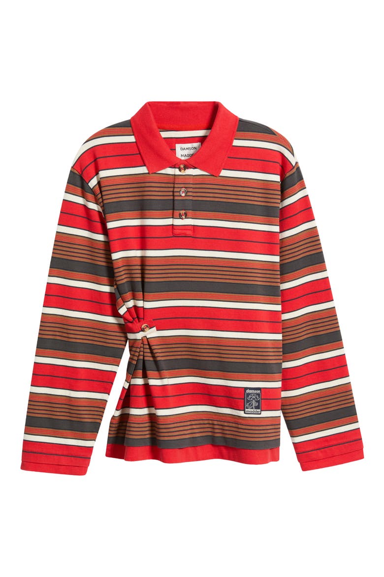 Noah Cinch Striped Rugby Polo, Alternate, color, RED STRIPE