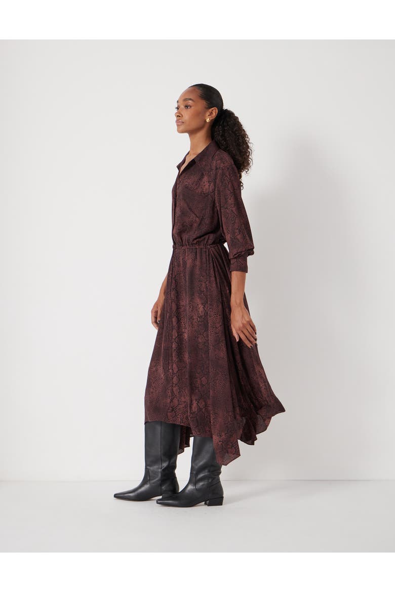 Chiffon Hanky Hem Maxi Dress, Alternate, color, Snake Print Brown