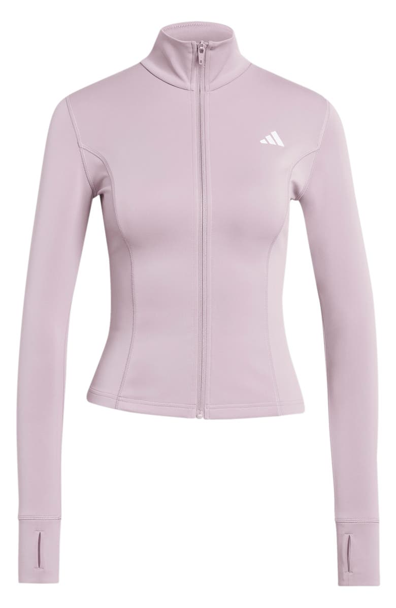 adidas Workout Essentials Zip Knit Jacket, Alternate, color, Preloved Fig