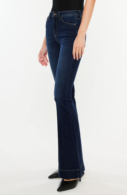 Kancan Roxanne High Rise Flare Jeans In Dark Wash
