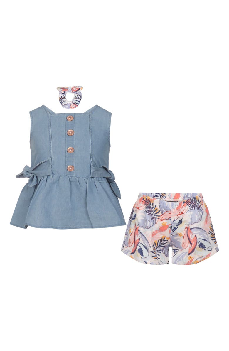 Vince Camuto Kids' Chambray Tunic, Shorts & Scrunchie Set, Main, color, 
