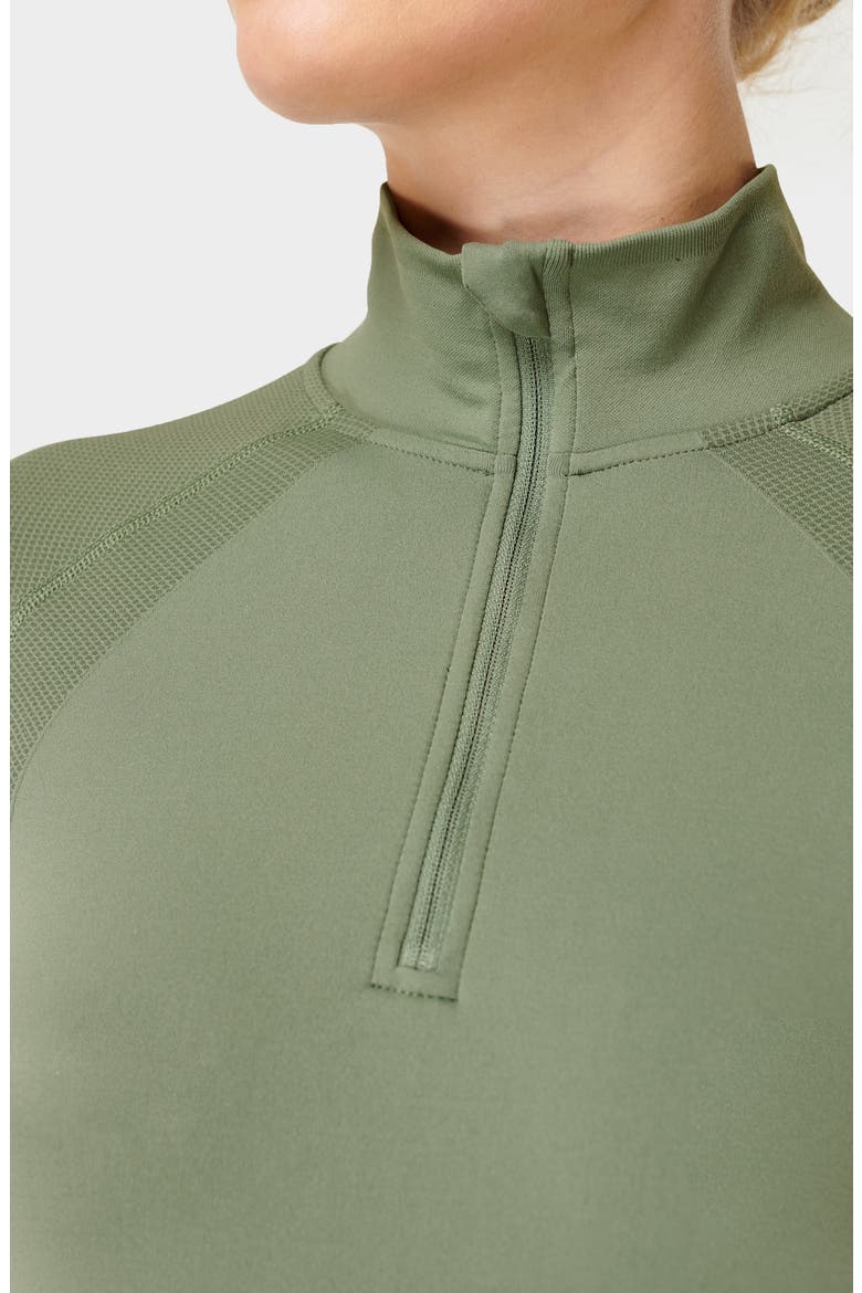 Athlete Seamless Half-Zip Workout Top, Alternate, color, HEATH GREEN