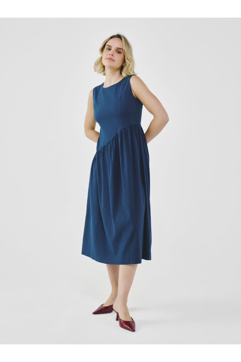 Linen Dress, Alternate, color, Navy