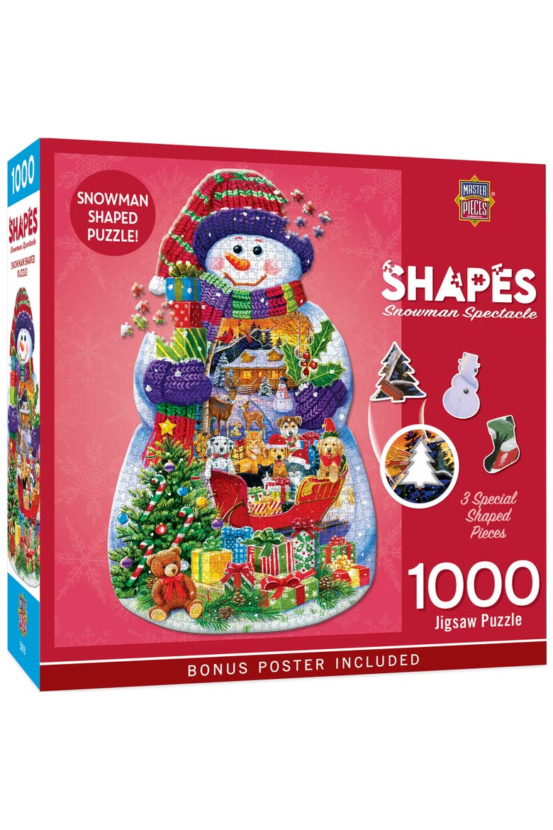 Snowman Spectacle 1000pc Shaped Puzzle, Main, color, Multicolor