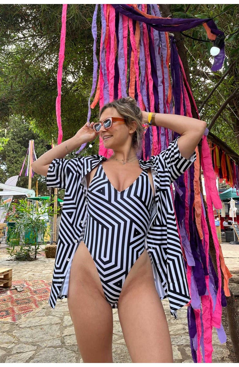 OOSC Fall Line Men's Short Sleeve Shirt, Alternate, color, Black, White