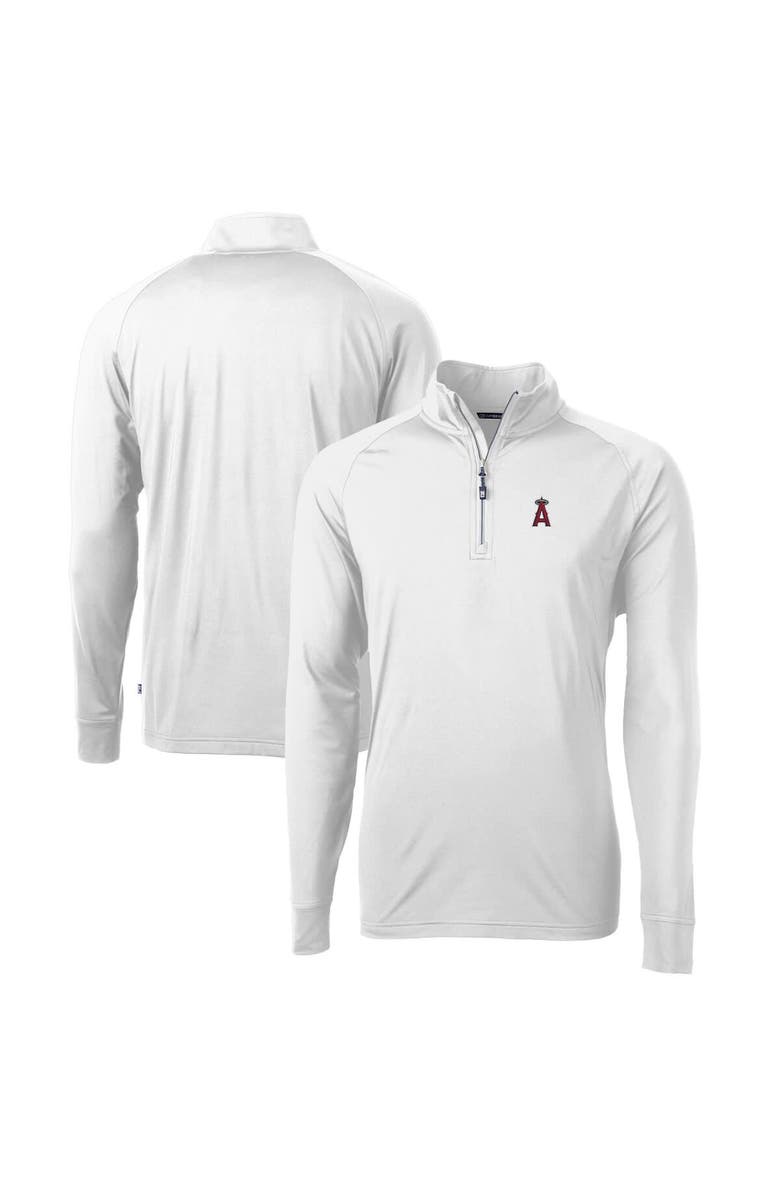 Cutter & Buck Men's Cutter & Buck  White Los Angeles Angels Adapt Eco Knit Stretch Recycled Quarter-Zip Pullover Top, Main, color, 