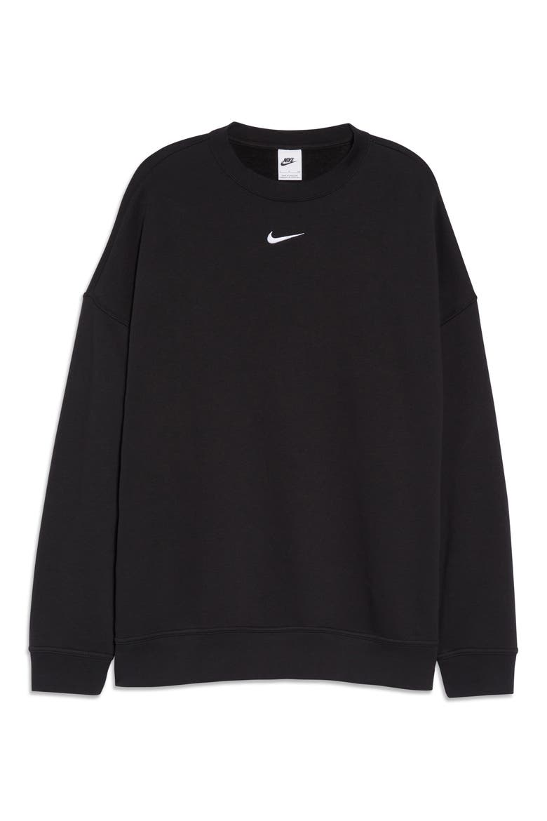 Sportswear Collection Essentials Oversize Fleece Crew Sweatshirt, Alternate, color, BLACK/ WHITE