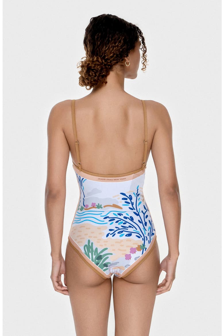 Pink Garden Reversible V-Neck One-Piece Swimsuit, Alternate, color, Pink