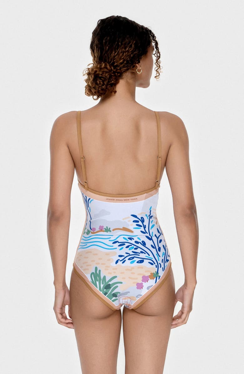 Jessie Zhao New York Pink Garden Reversible V-Neck One-Piece Swimsuit, Alternate, color, Pink