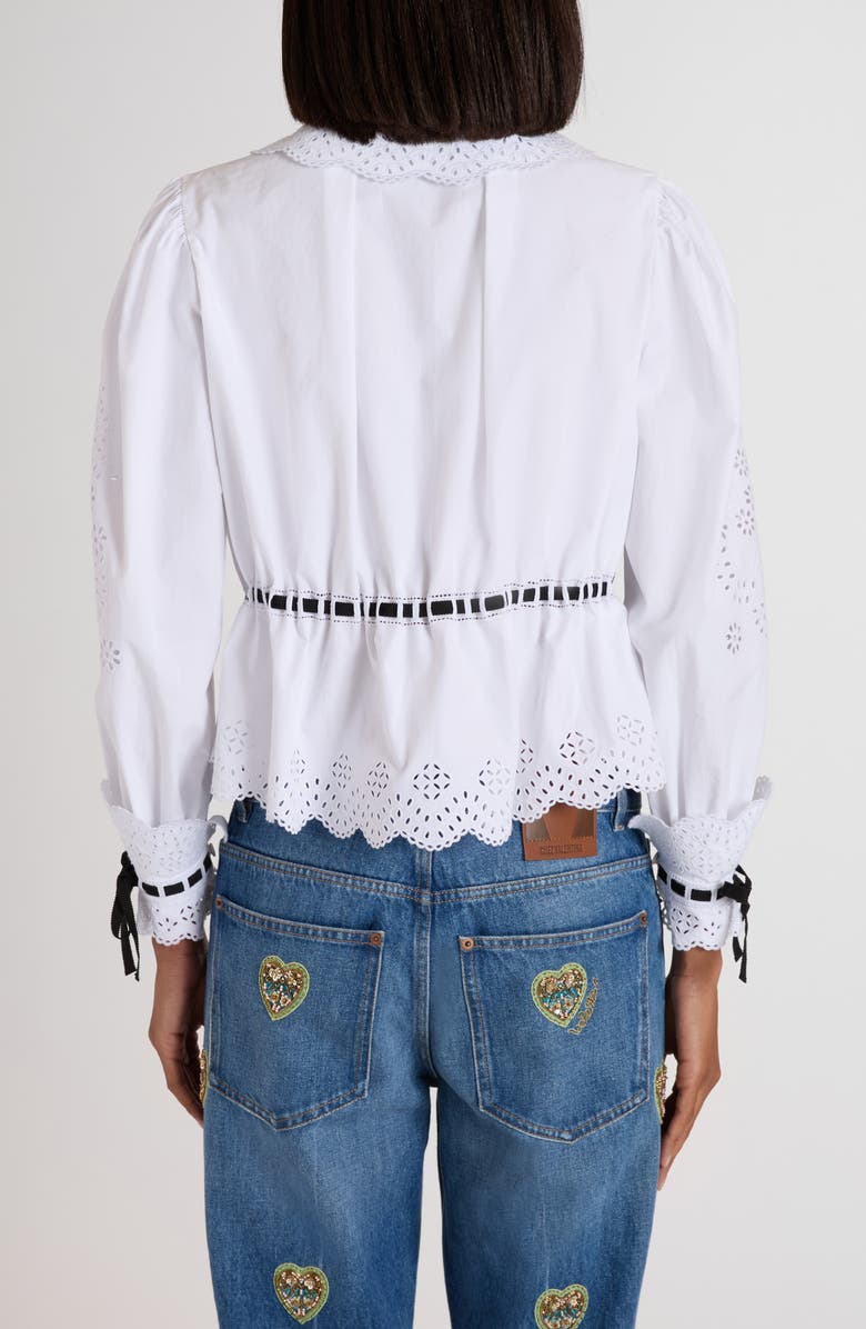 Valentino Garavani Eyelet Embroidered Button-Up Shirt, Alternate, color, White/ Black
