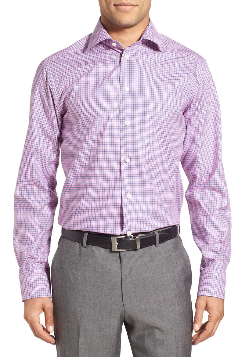 Slim Fit Check Dress Shirt, Alternate, color, PINK/ BLUE