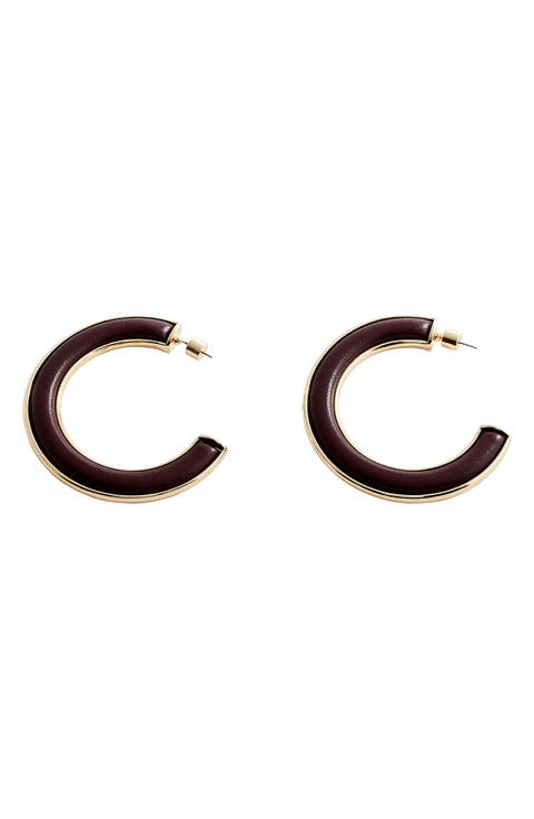 Faux Leather Hoop Earrings
