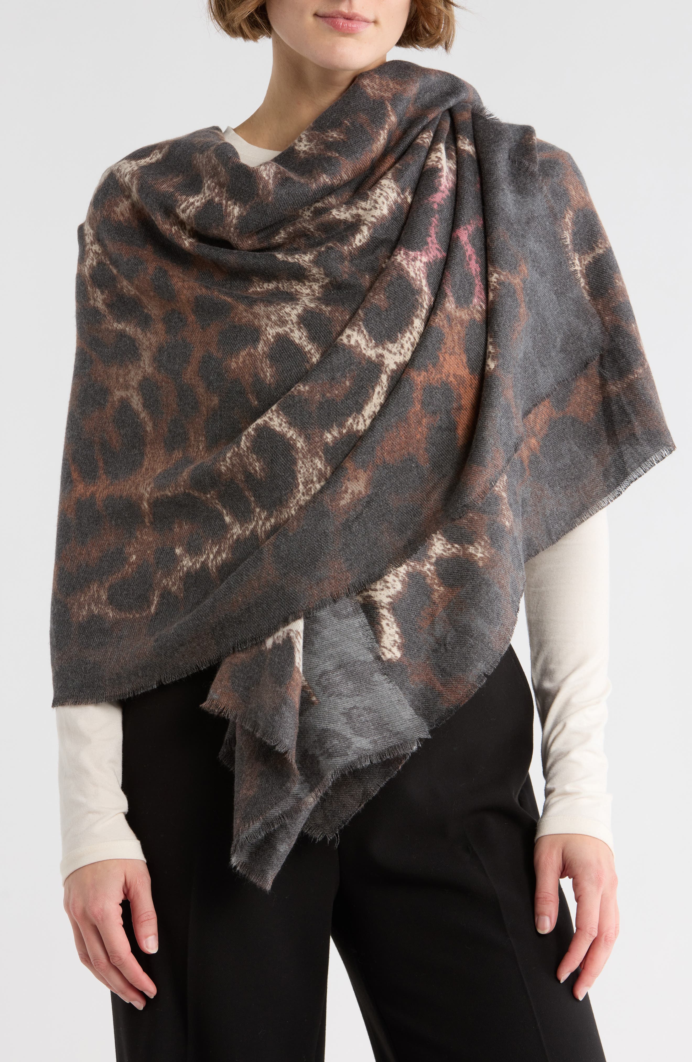 Vince Camuto Brushstroke Leopard Scarf