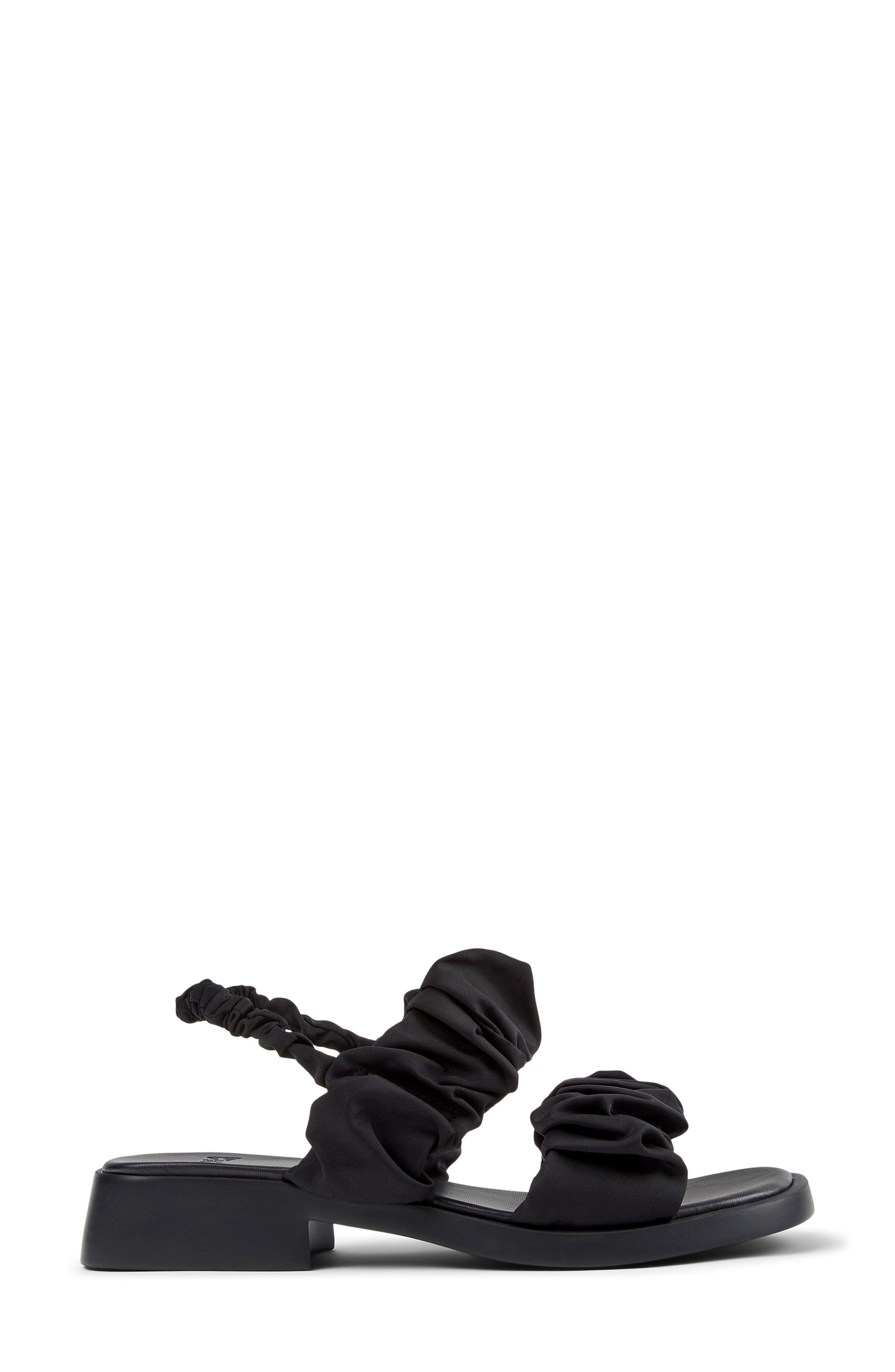 Camper Dana Ruched Slingback Sandal, Alternate, color, Black
