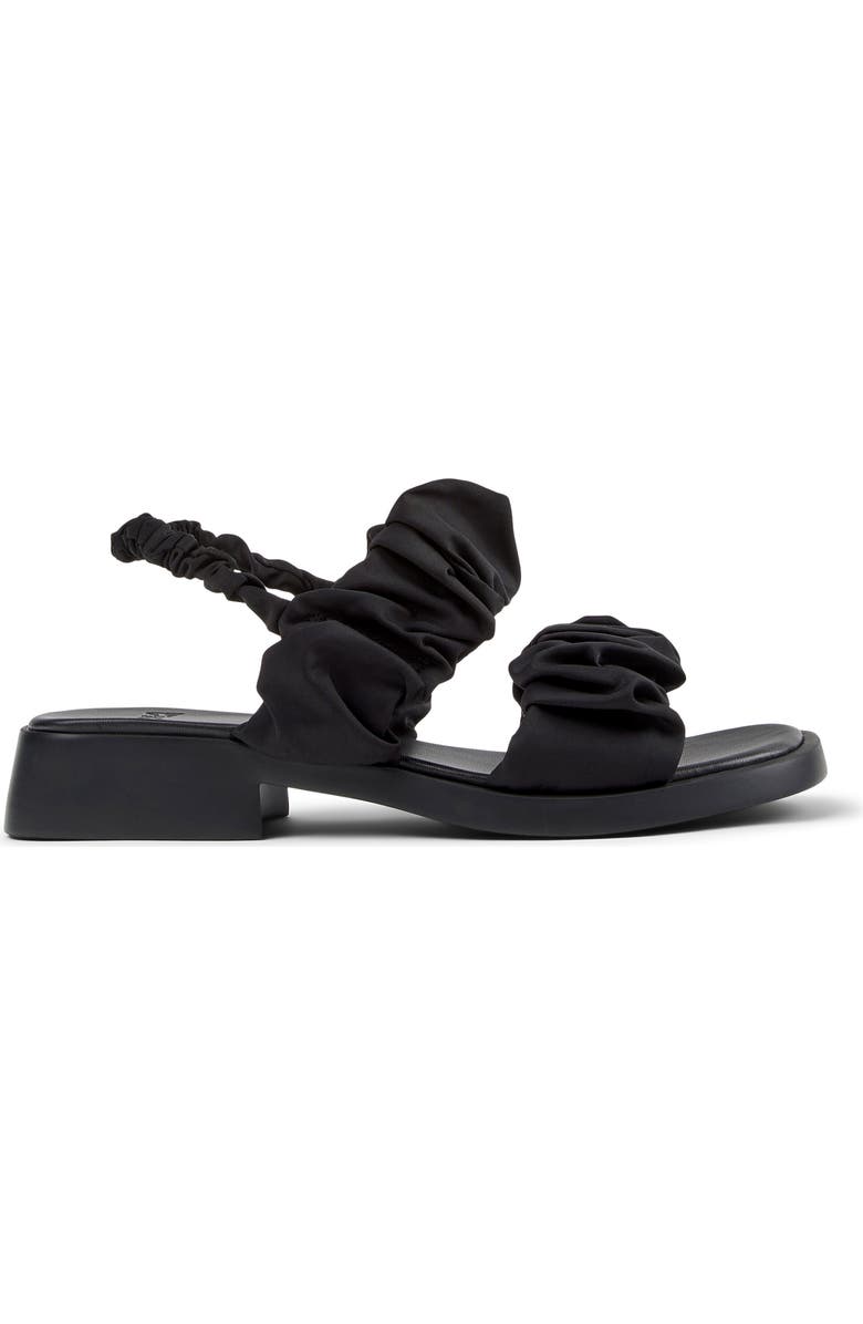 Camper Dana Ruched Slingback Sandal, Alternate, color, Black