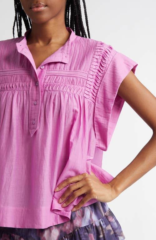 ISABEL MARANT ÉTOILE ISABEL MARANT ÉTOILE LEAZA TEXTURED YOKE COTTON BLEND TOP 