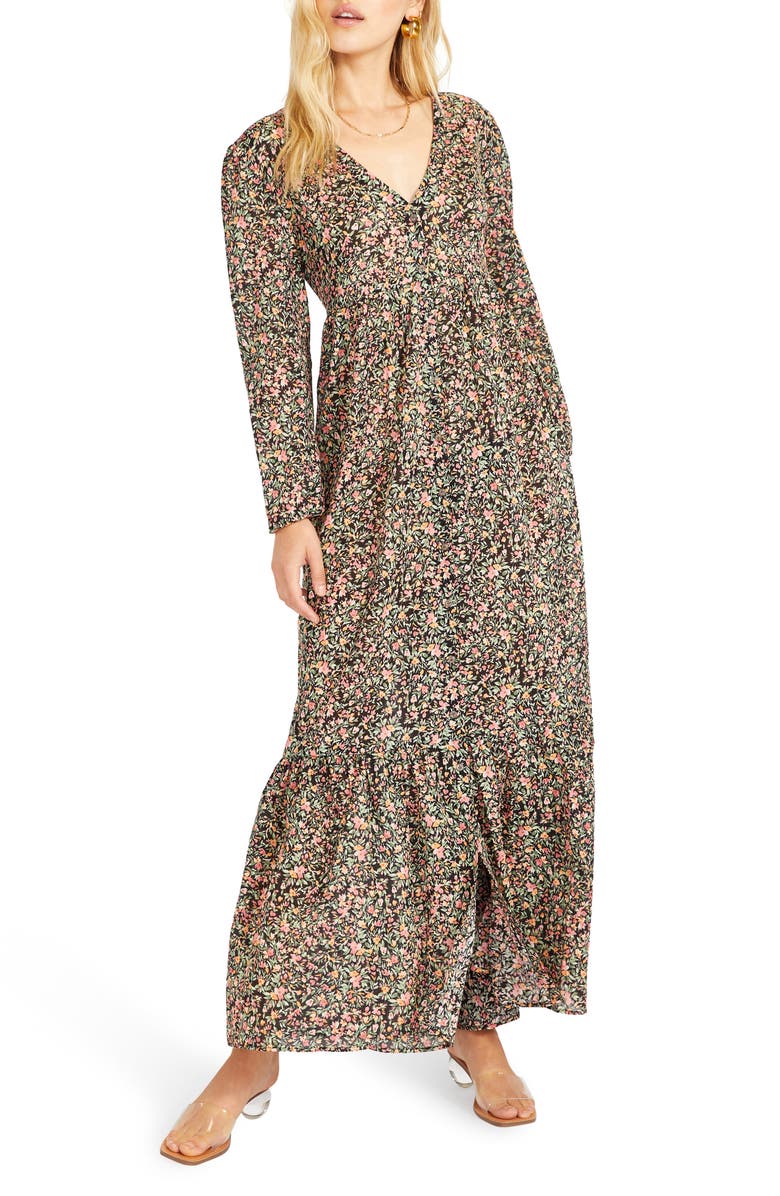 BB Dakota by Steve Madden Feature Length Film Floral Long Sleeve Maxi Dress, Alternate, color, 