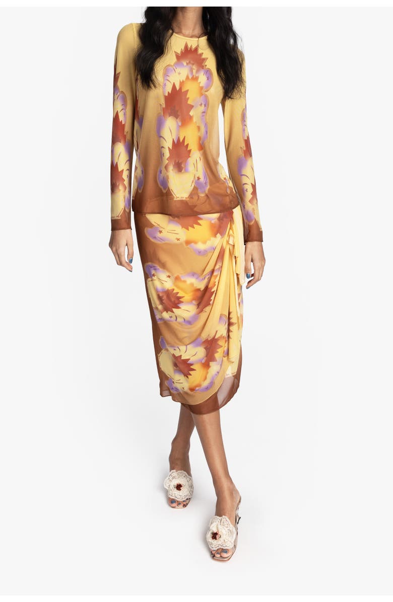 Anna Sui Sunburst Mesh Top, Alternate, color, Sunset Multi