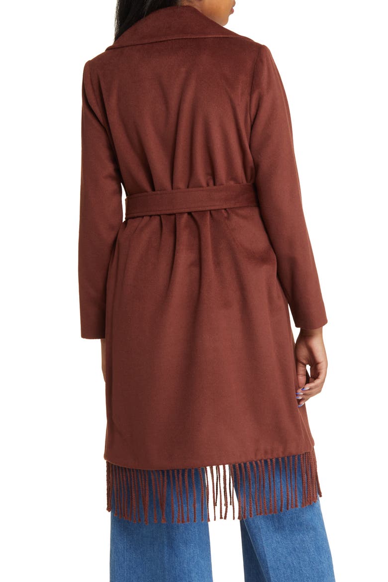 Fringe Wrap Coat, Alternate, color, CHESTNUT