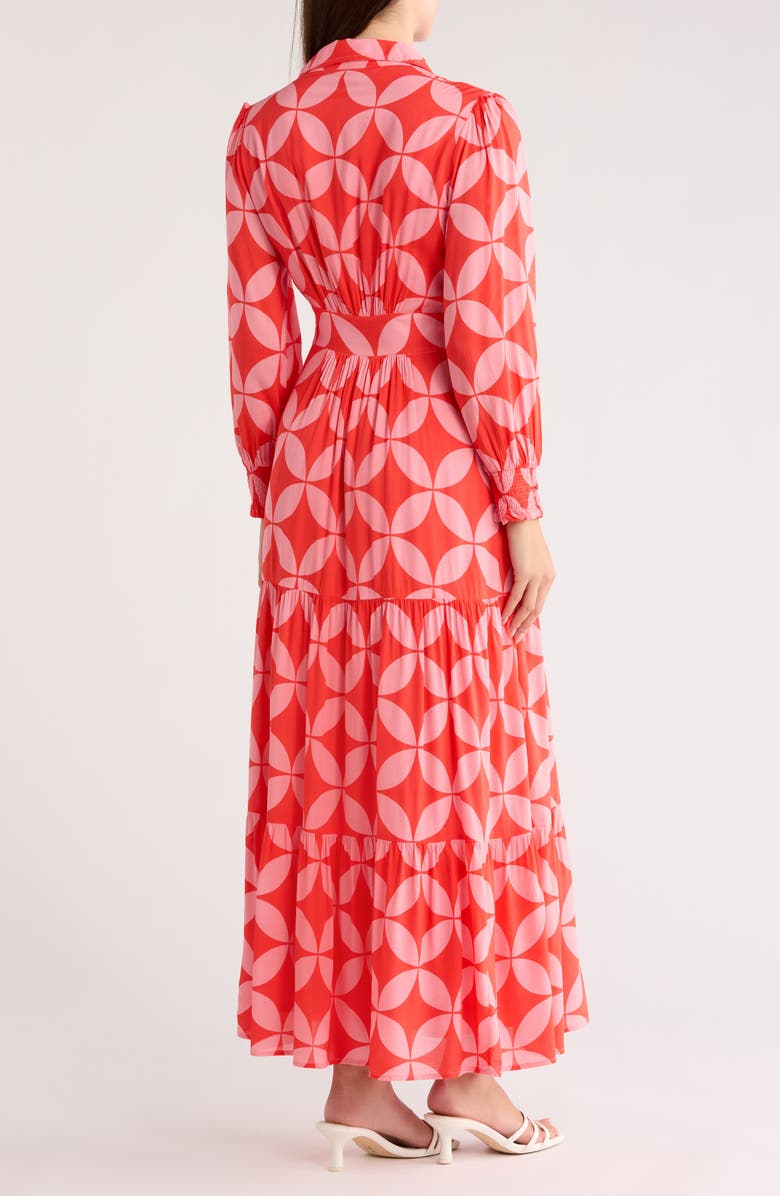 AREA STARS Long Sleeve Midi Shirt Dress, Alternate, color, Pink