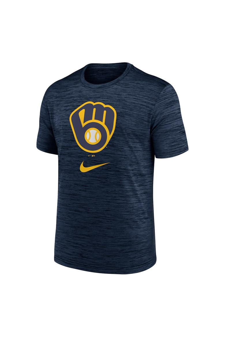 Men's Nike Navy Milwaukee Brewers Logo Velocity Performance T-Shirt, Alternate, color, Navy