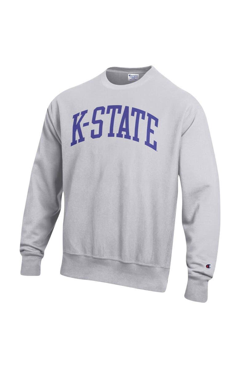 Champion Men's Champion Heathered Gray Kansas State Wildcats Arch Reverse Weave Pullover Sweatshirt, Alternate, color, Heather Gray