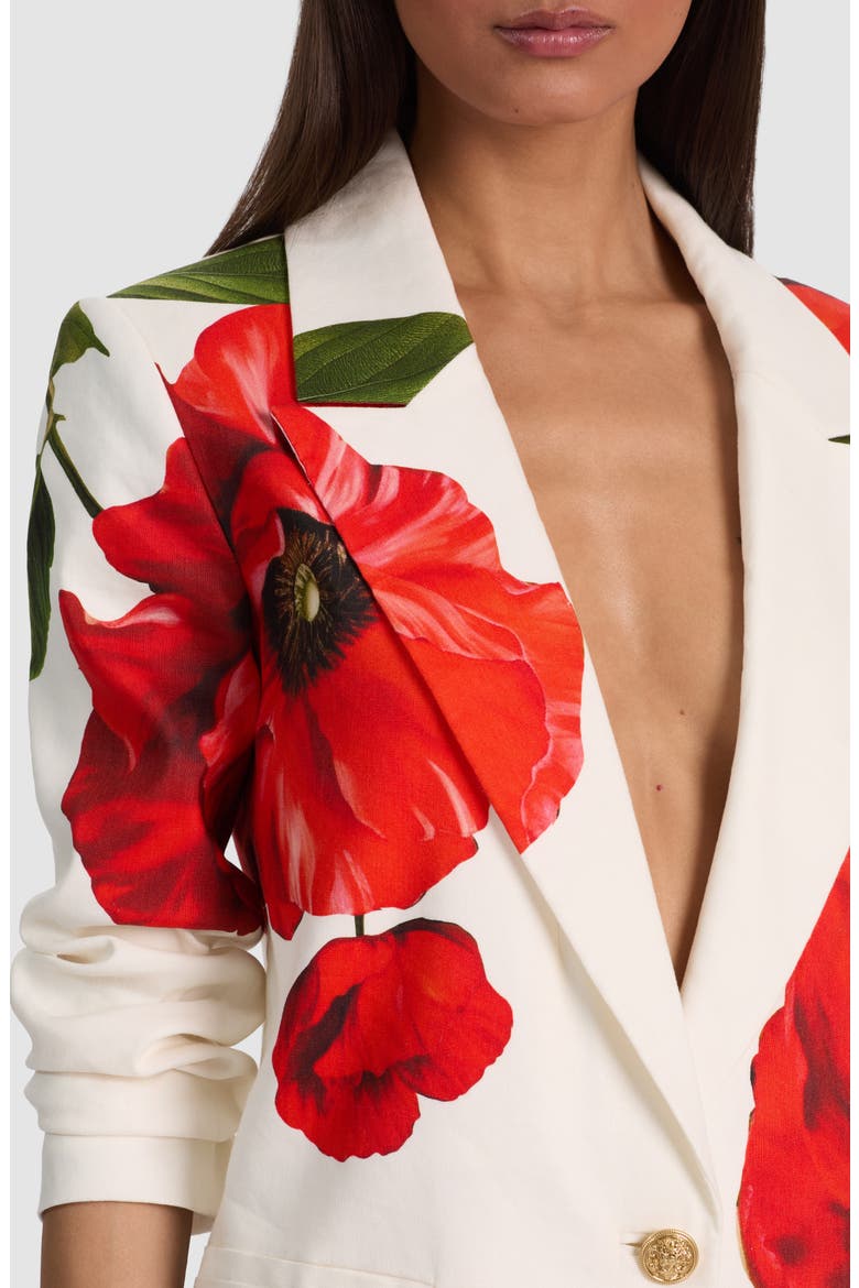 Elna Long Poppy Print Blazer, Alternate, color, SUMMER POPPY