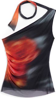 Desigual Tie Neck One Shoulder Top