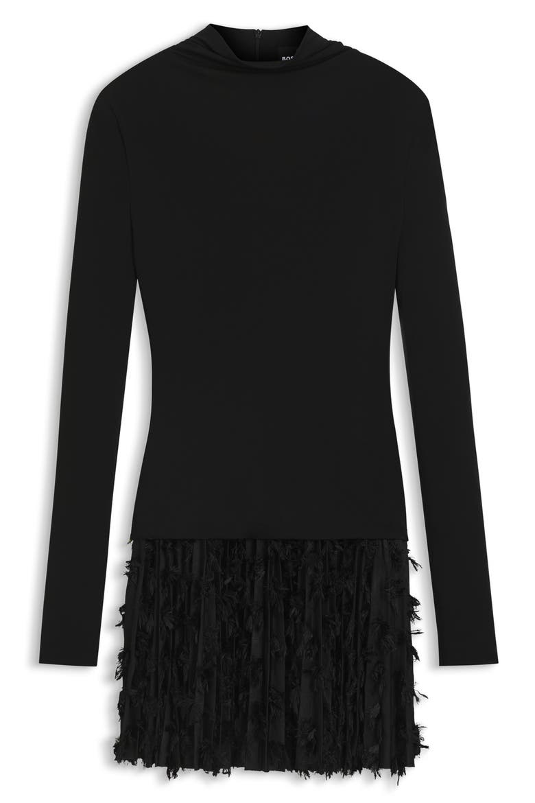 Ecicla Texture Turtleneck Long Sleeve Dress, Alternate, color, BLACK