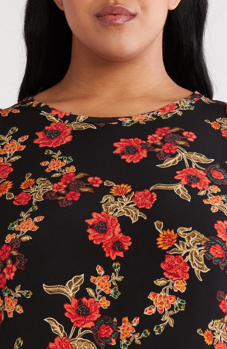 Vince Camuto Floral Sleeveless Jersey Maxi Dress, Alternate, color, Chili