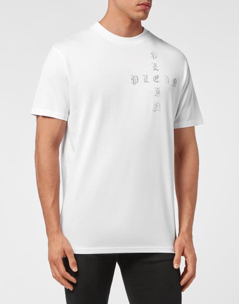 T-Shirt Round Neck Ss Gothic Plein With Crystals Men
