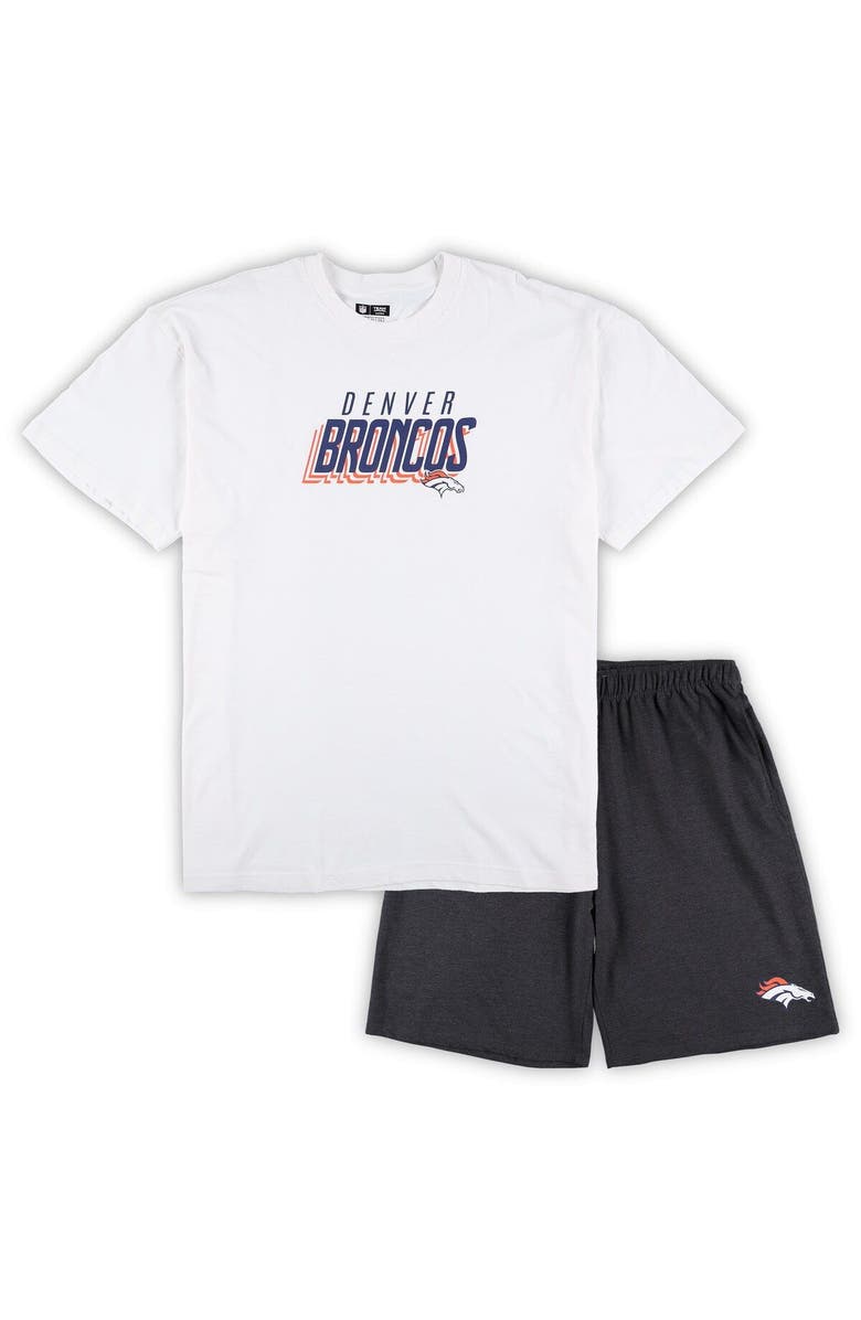 CONCEPTS SPORT Men's Concepts Sport White/Charcoal Denver Broncos Big & Tall T-Shirt and Shorts Set, Main, color, White