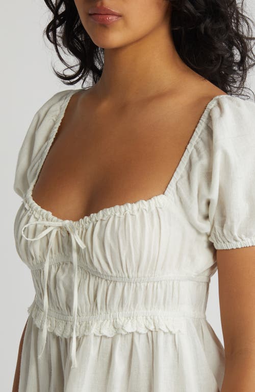 Bdg Urban Outfitters Farron Puff Sleeve Babydoll Minidress In Off White