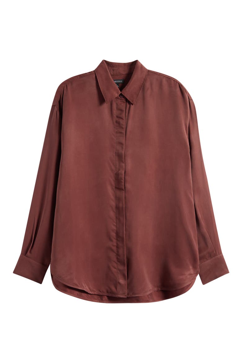 Sunkissed Cupro Button Down Shirt, Alternate, color, ICED MOCHA