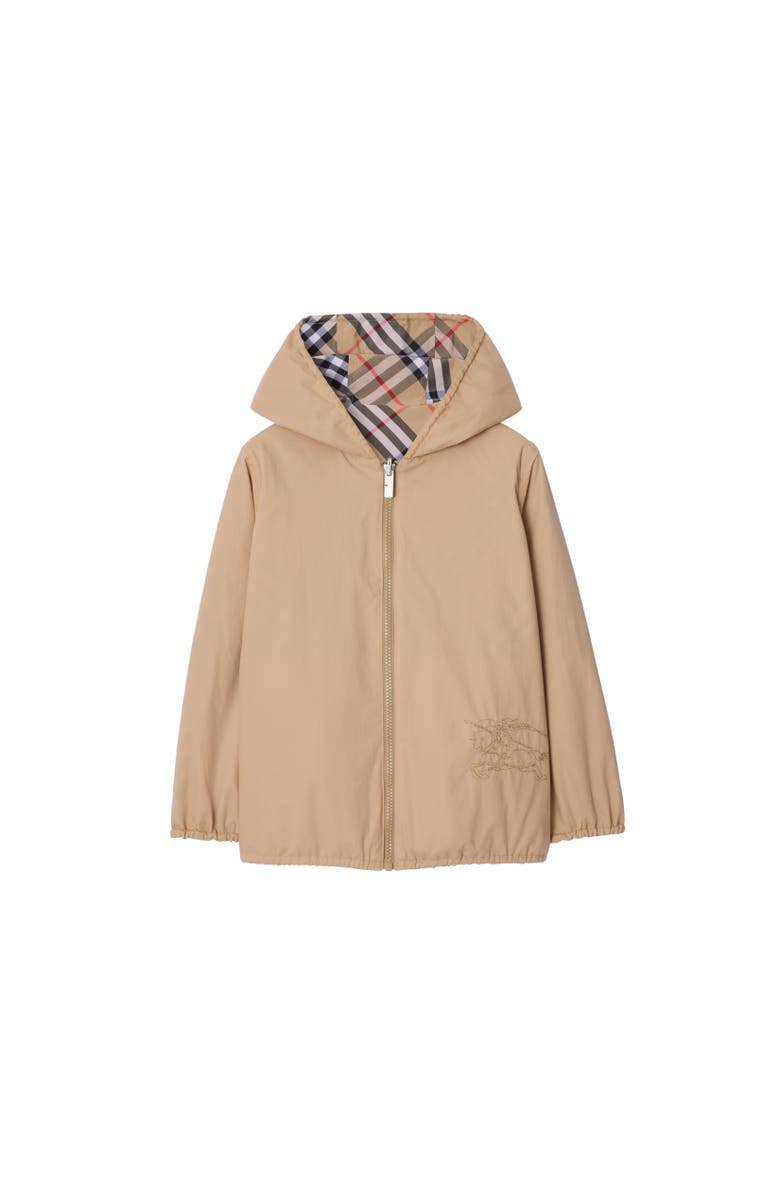 Burberry Reversible Check Cotton Blend Jacket, Alternate, color, Sand