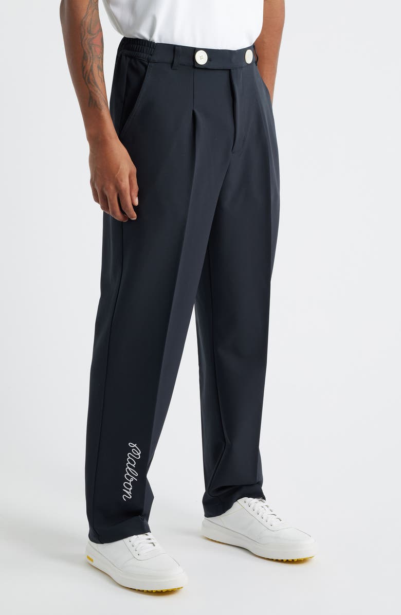 Malbon Golf Oliver Pleated Straight Leg Pants, Alternate, color, Black