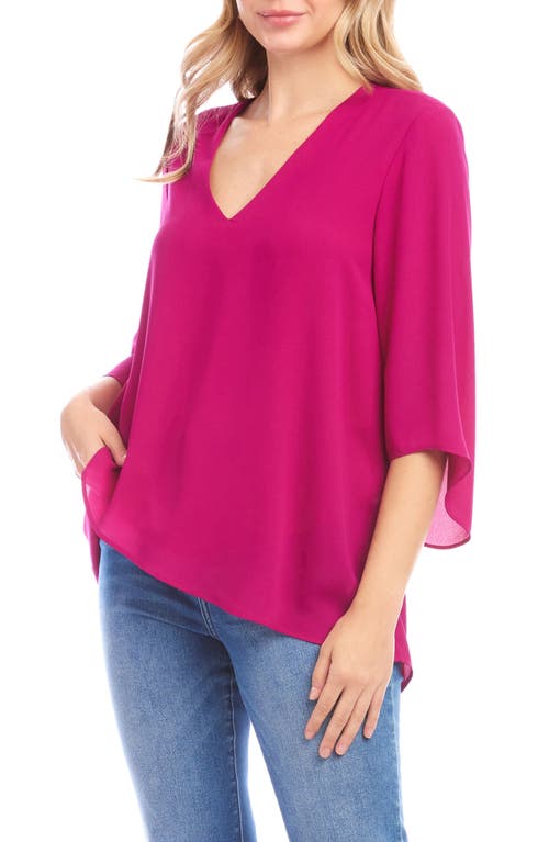 Karen Kane Crossover Hem Asymmetric Top In Pink