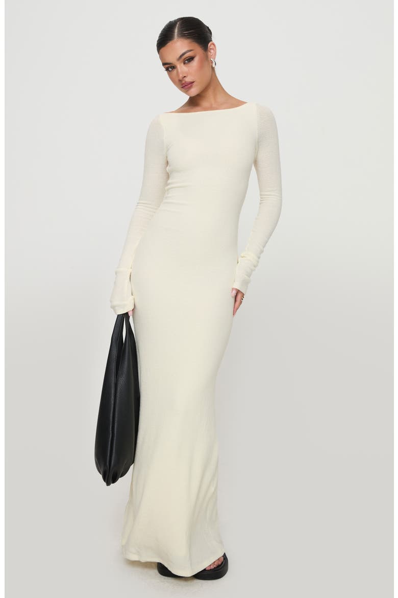 Snyder Open Back Long Sleeve Sheer Maxi Dress, Alternate, color, CREAM