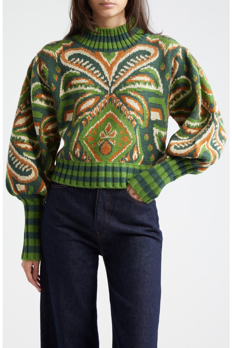 Pineapple Ikat Jacquard Sweater, Main, color, PINEAPPLE IKAT GREEN