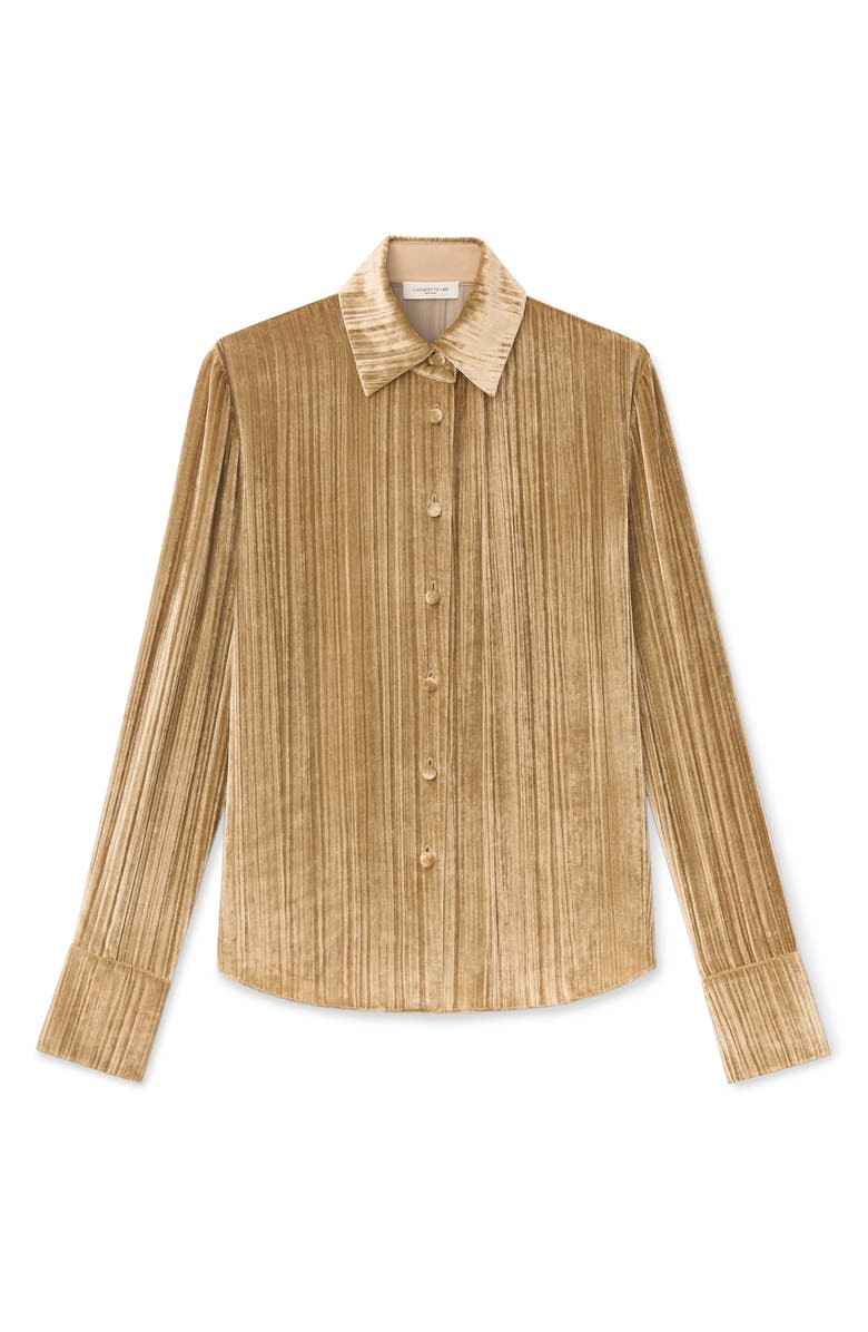 Lafayette 148 New York Plissé Velvet Button-Up Shirt, Alternate, color,