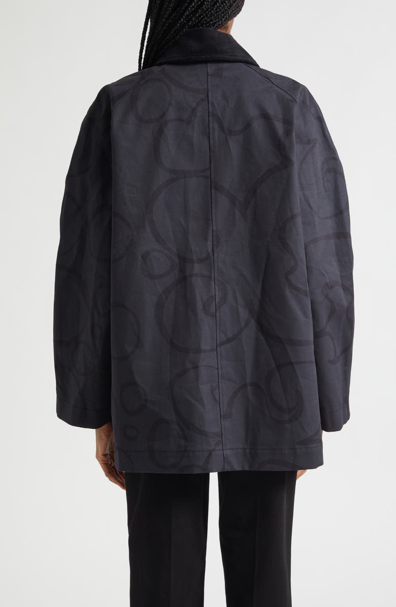 Marimekko Essee Keidas Water Resistant Floral Cotton Coat, Alternate, color, Black