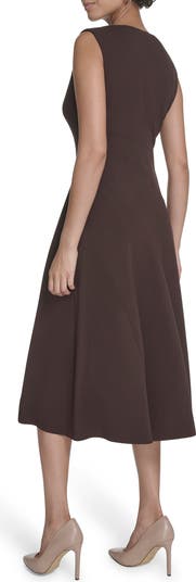 Crepe Seam Midi A-Line Dress