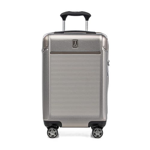 Travelpro Platinum Elite Hardside Expandable Checked- Medium 25-inch Spinner In Metallic Sand
