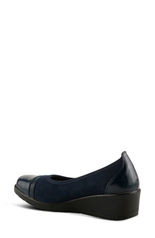 Flexus By Spring Step Macadi Cap Toe Platform Wedge Pump In Blue