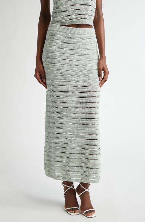 Lana Open Stitch Cotton Blend Maxi Skirt