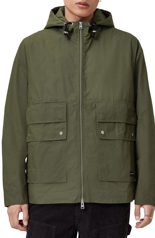 Allsaints Mens Khaki Green Morton Hooded Cotton Blend Jacket In Green