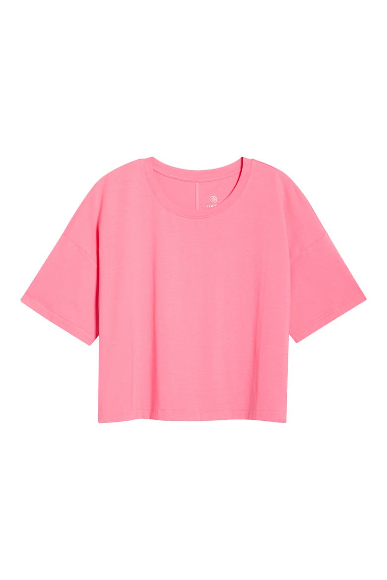 Pima Cotton Boxy Crop T-Shirt, Alternate, color, PINK LEMONADE