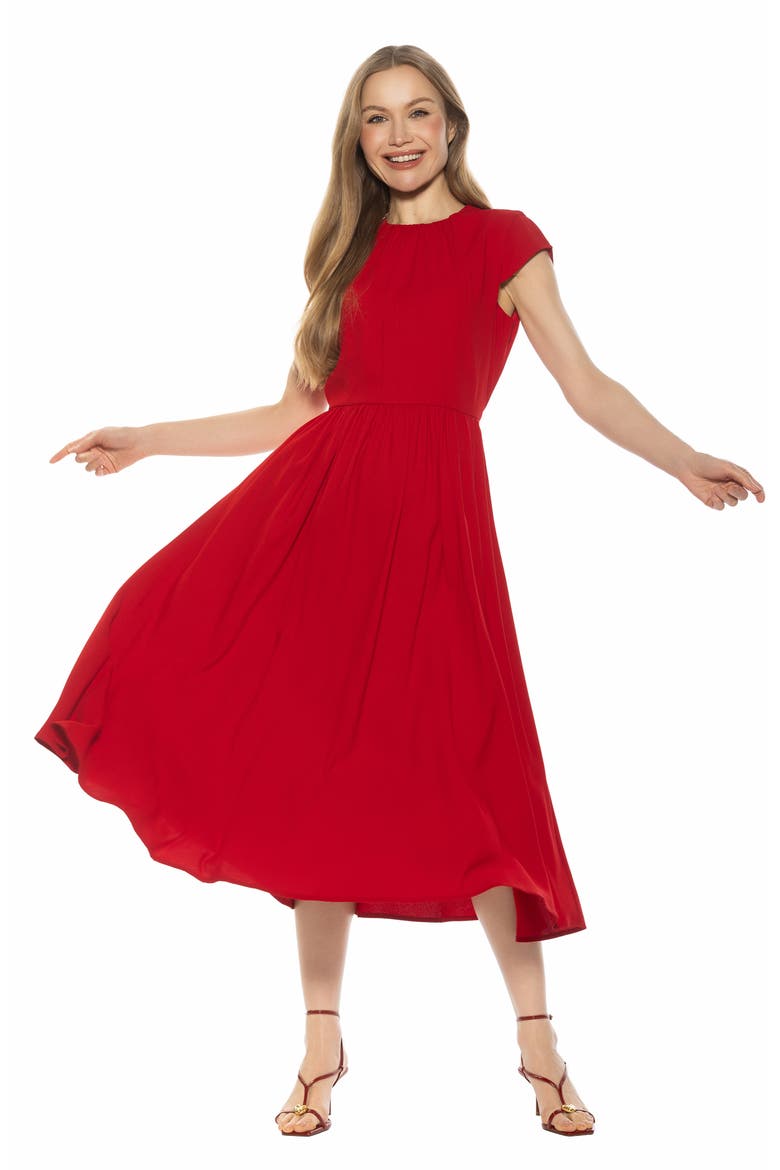 Cassiane Fit & Flare Dress, Alternate, color, RED
